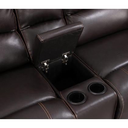 GUF 9345 Sofa Set with Console Loveseat - Brown, Leather Air/Match