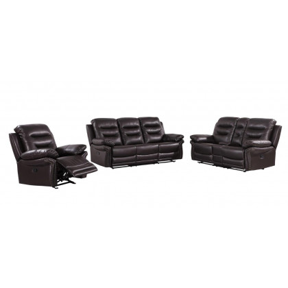 GUF 9392 Sofa Set with Console Loveseat - Brown, Leather Air/Match