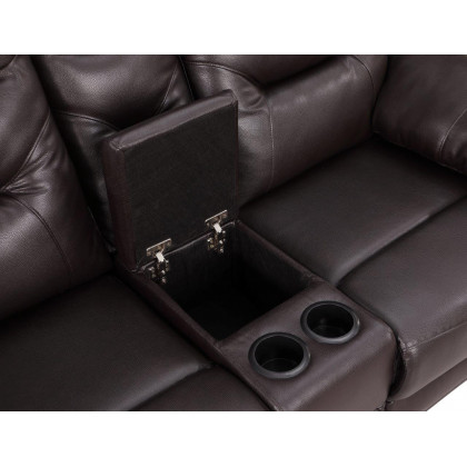 GUF 9392 Sofa Set with Console Loveseat - Brown, Leather Air/Match