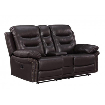 GUF 9392 Sofa Set with Console Loveseat - Brown, Leather Air/Match