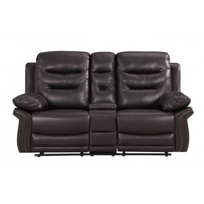 GUF 9392 Sofa Set with Console Loveseat - Brown, Leather Air/Match