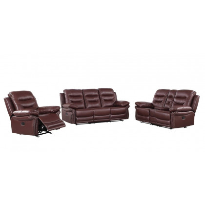 GUF 9392 Sofa Set with Console Loveseat - Burgundy, Leather Air/Match