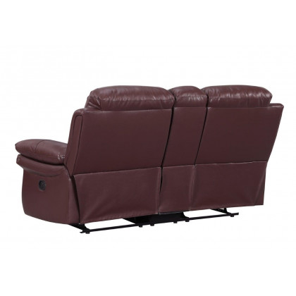 GUF 9392 Sofa Set with Console Loveseat - Burgundy, Leather Air/Match