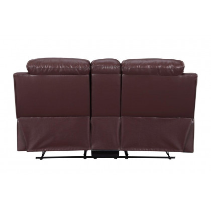 GUF 9392 Sofa Set with Console Loveseat - Burgundy, Leather Air/Match