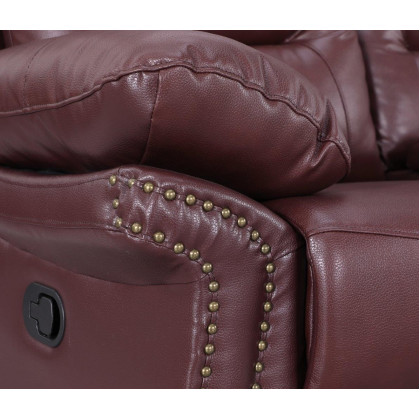 GUF 9392 Sofa Set with Console Loveseat - Burgundy, Leather Air/Match