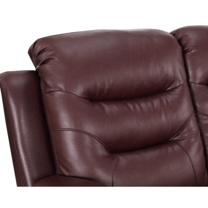 GUF 9392 Sofa Set with Console Loveseat - Burgundy, Leather Air/Match
