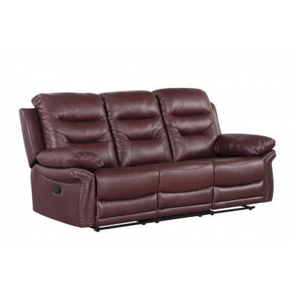 GUF 9392 Sofa Set with Console Loveseat - Burgundy, Leather Air/Match