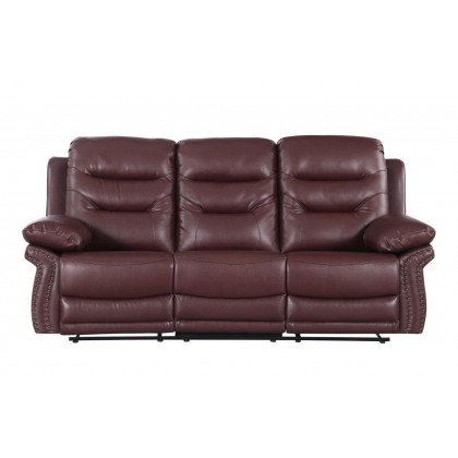 GUF 9392 Sofa Set with Console Loveseat - Burgundy, Leather Air/Match