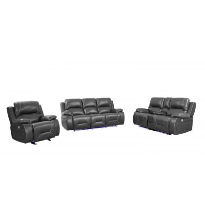 GUF - 9422 Sofa Set in Gray, Leather Air/Match