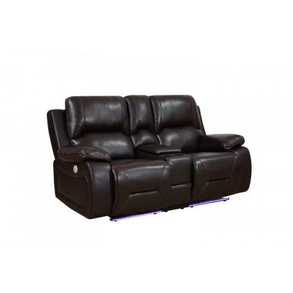 GUF - 9422 Power Reclining Console Loveseat in Brown, Leather Air