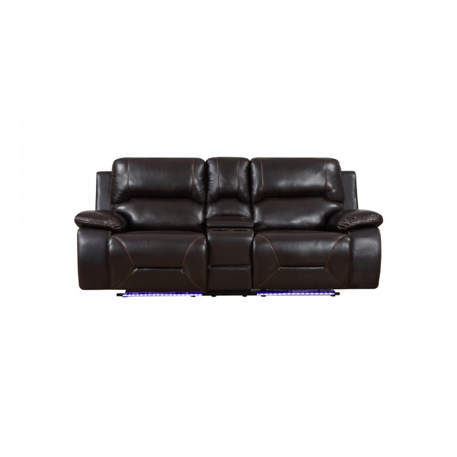 GUF - 9422 Power Reclining Console Loveseat in Brown, Leather Air