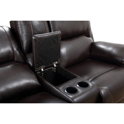 GUF - 9422 Power Reclining Console Loveseat in Brown, Leather Air