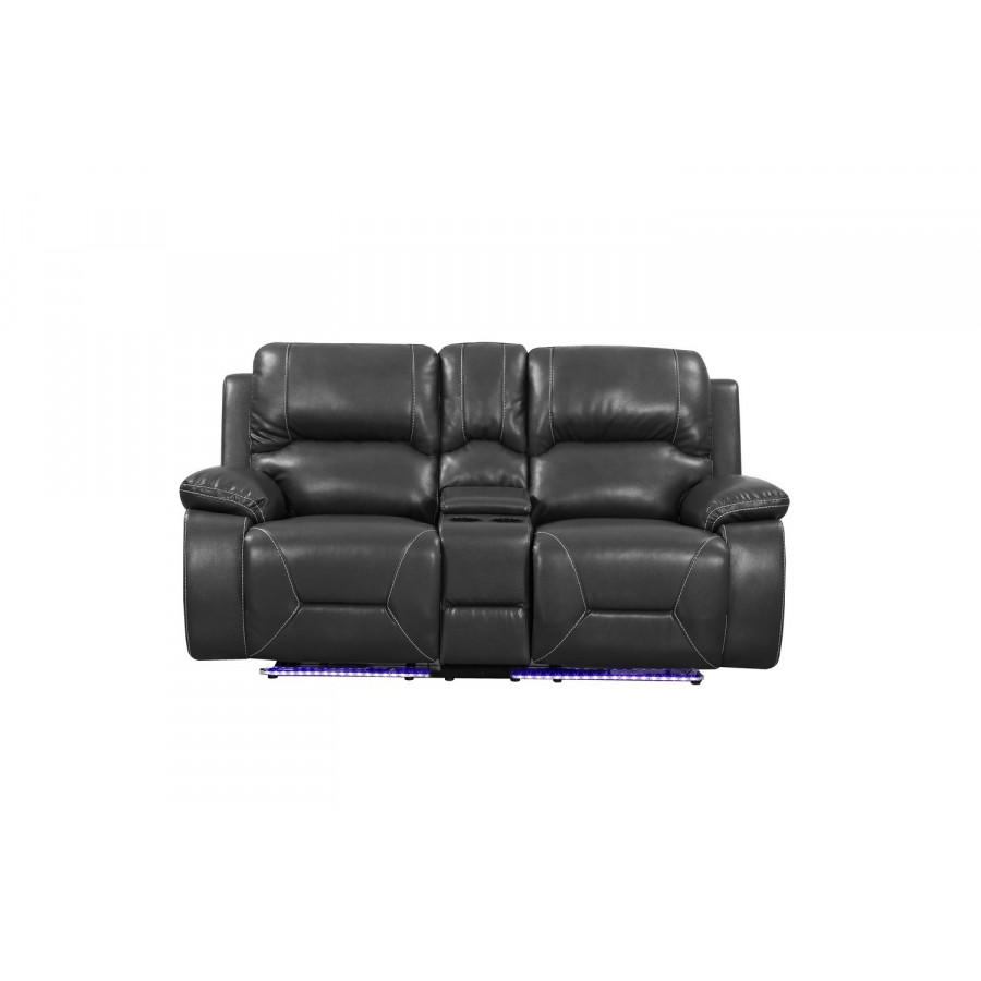 GUF - 9422 Console Loveseat in Gray, Leather Air/Match