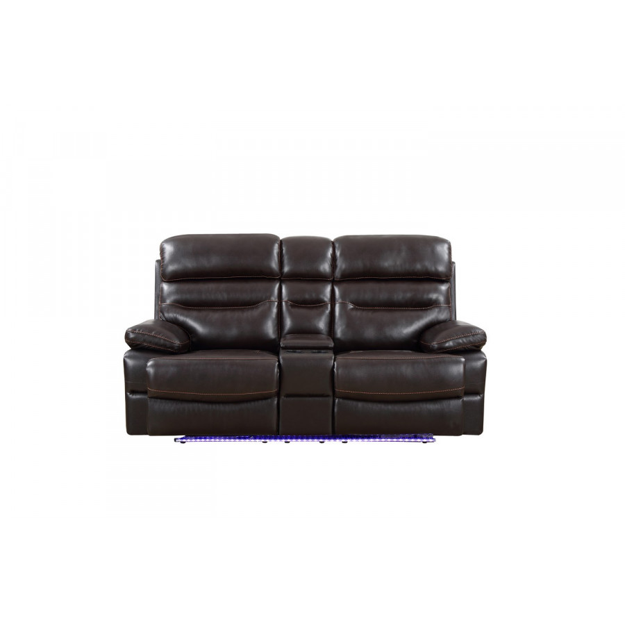 GUF 9442 Power Reclining Console Loveseat - Brown, Leather Air