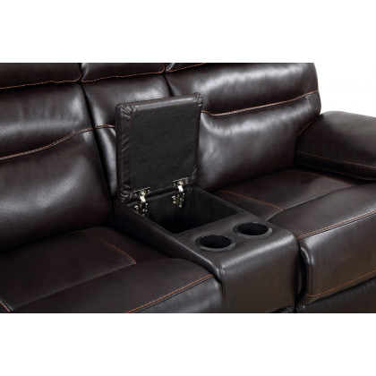 GUF 9442 Console Loveseat - Brown, Leather Air