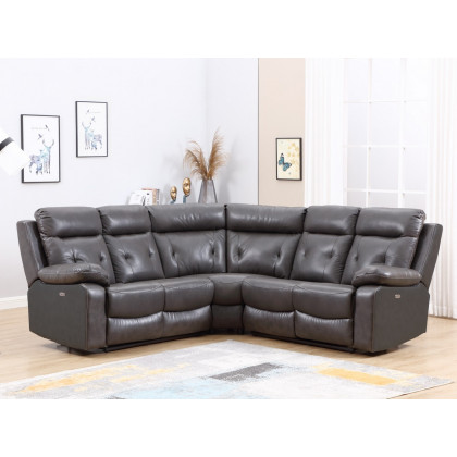 GUF 9443 Sectional with Power Recliners - Dark Gray, Leather Air