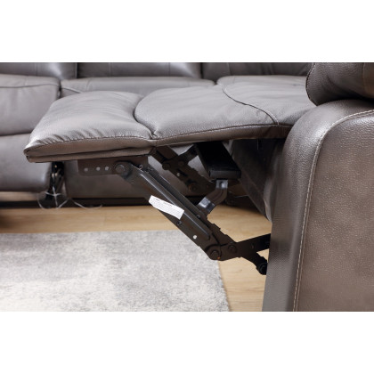 GUF 9443 Sectional with Power Recliners - Dark Gray, Leather Air