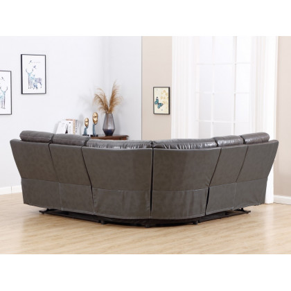 GUF 9443 Sectional with Power Recliners - Dark Gray, Leather Air