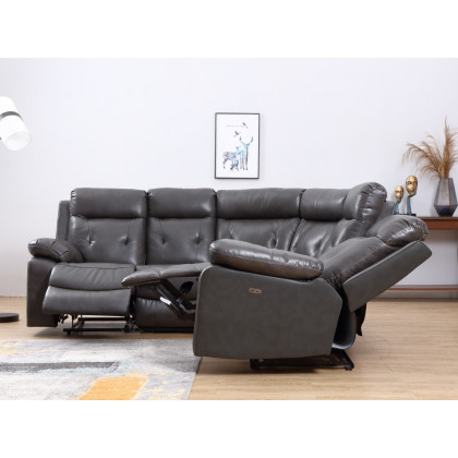 GUF 9443 Sectional with Power Recliners - Dark Gray, Leather Air