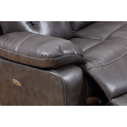 GUF 9443 Sectional with Power Recliners - Dark Gray, Leather Air