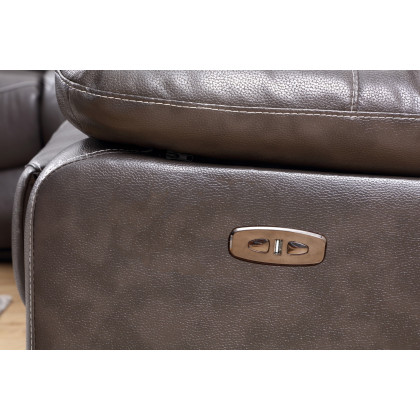 GUF 9443 Sectional with Power Recliners - Dark Gray, Leather Air
