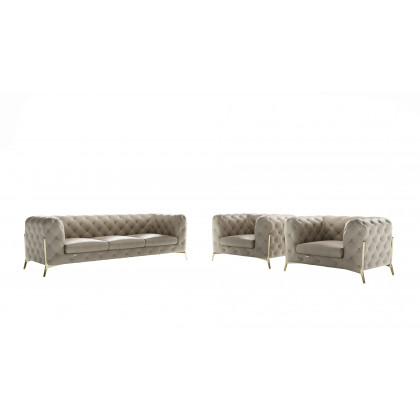 GUF 970 Sofa with 2 Chair Set - Beige, Genuine Leather