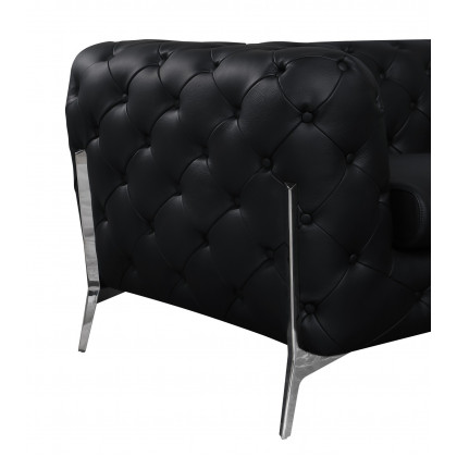 GUF 970 Sofa with 2 Chair Set - Black, Genuine Leather