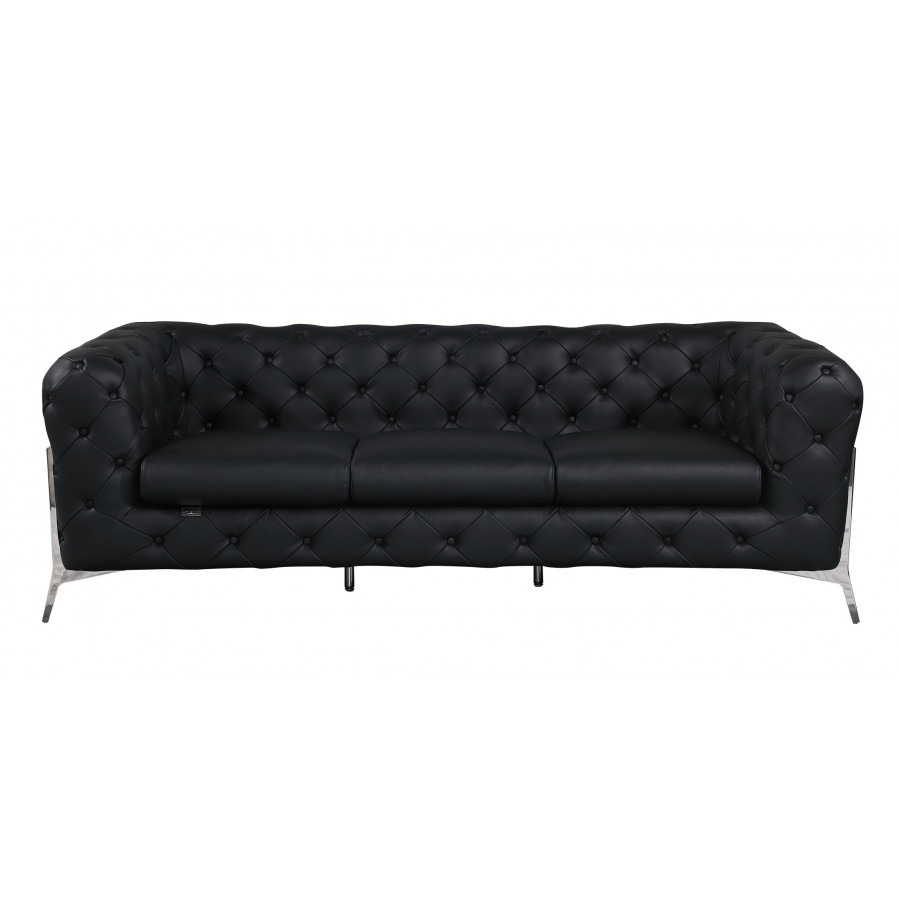 GUF 970 Sofa with 2 Chair Set - Black, Genuine Leather