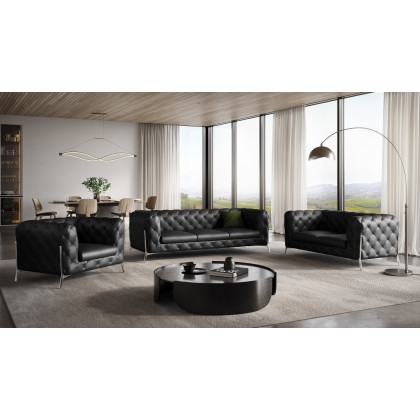 GUF 970 Sofa Set - Black, Genuine Italian Leather