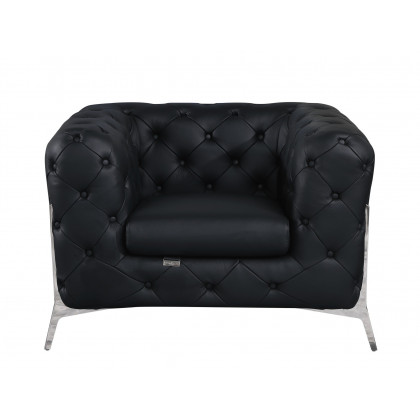 GUF 970 Sofa with 2 Chair Set - Black, Genuine Leather