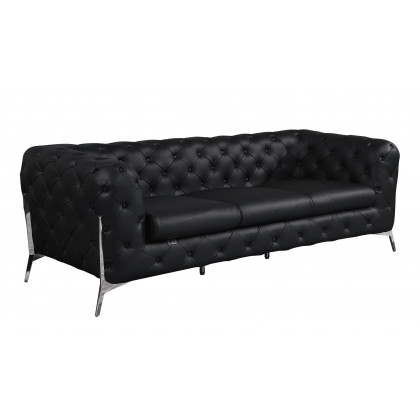 GUF 970 Sofa with 2 Chair Set - Black, Genuine Leather