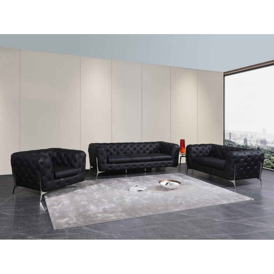 GUF 970 Sofa Set - Black, Genuine Italian Leather