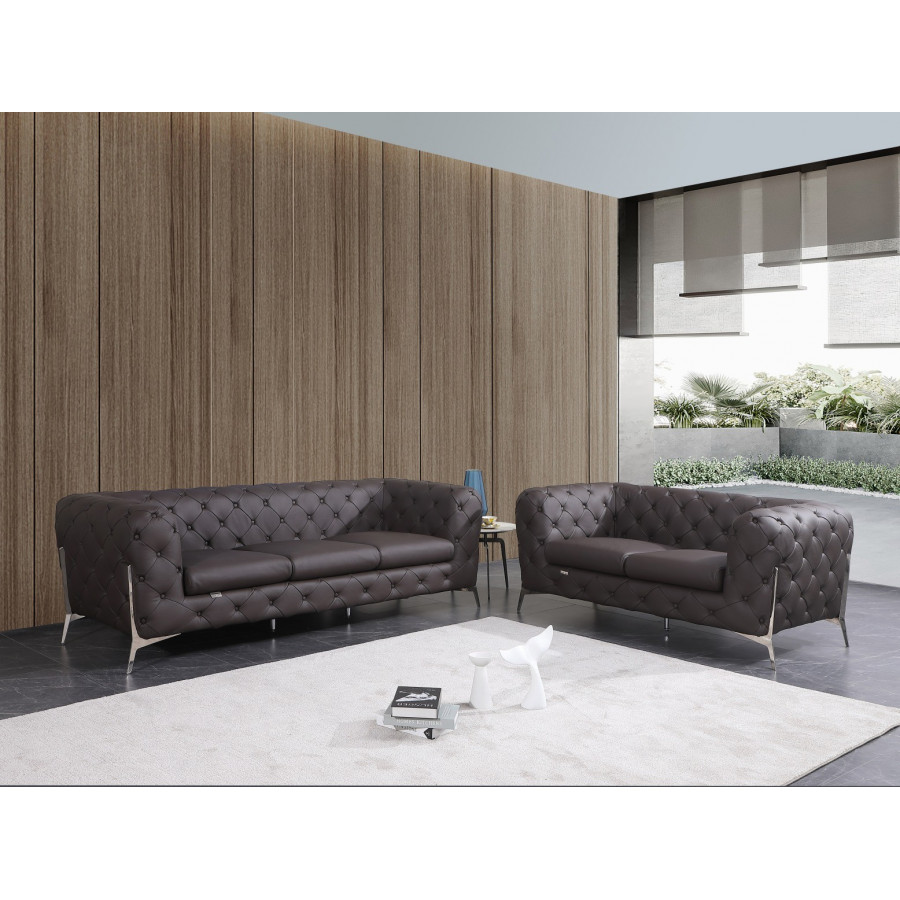 GUF 970 Sofa with Loveseat - Brown, Genuine Italian Leather