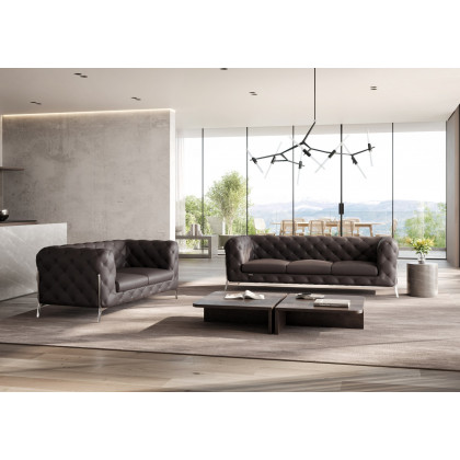GUF 970 Sofa with Loveseat - Brown, Genuine Italian Leather