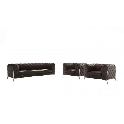 GUF 970 Sofa with 2 Chair Set - Brown, Genuine Leather