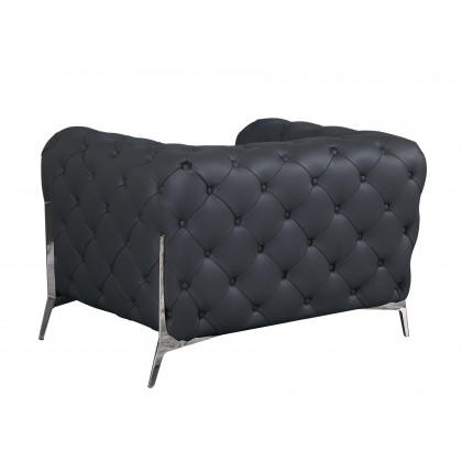 GUF 970 Sofa with 2 Chair Set - Dark Gray, Genuine Leather
