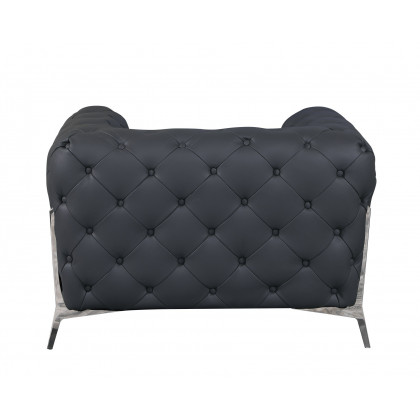 GUF 970 Sofa with 2 Chair Set - Dark Gray, Genuine Leather