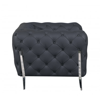 GUF 970 Sofa with 2 Chair Set - Dark Gray, Genuine Leather