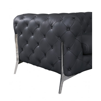 GUF 970 Sofa with 2 Chair Set - Dark Gray, Genuine Leather
