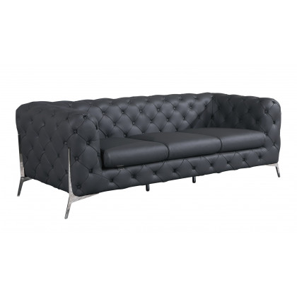GUF 970 Sofa with 2 Chair Set - Dark Gray, Genuine Leather