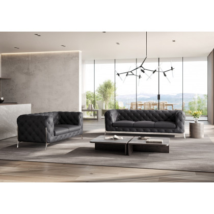 GUF 970 Sofa with Loveseat - Dark Gray, Genuine Italian Leather