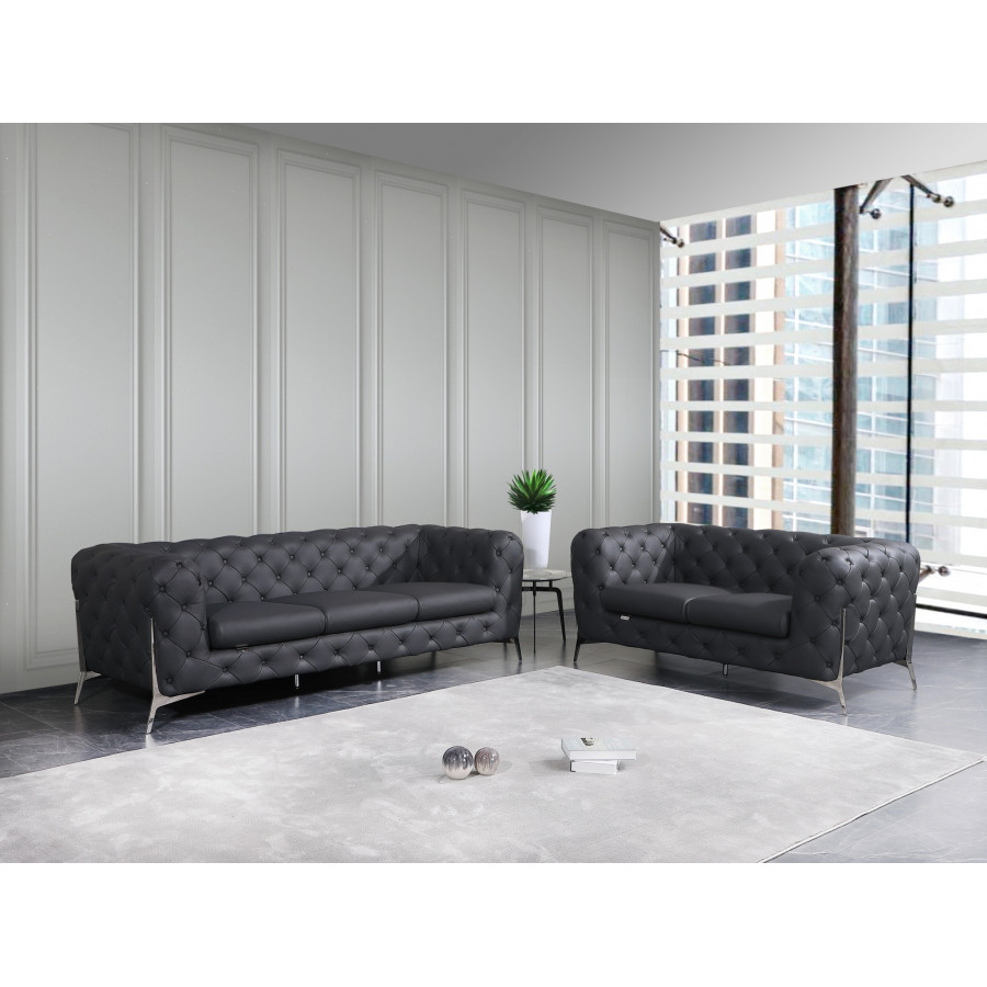GUF 970 Sofa with Loveseat - Dark Gray, Genuine Italian Leather