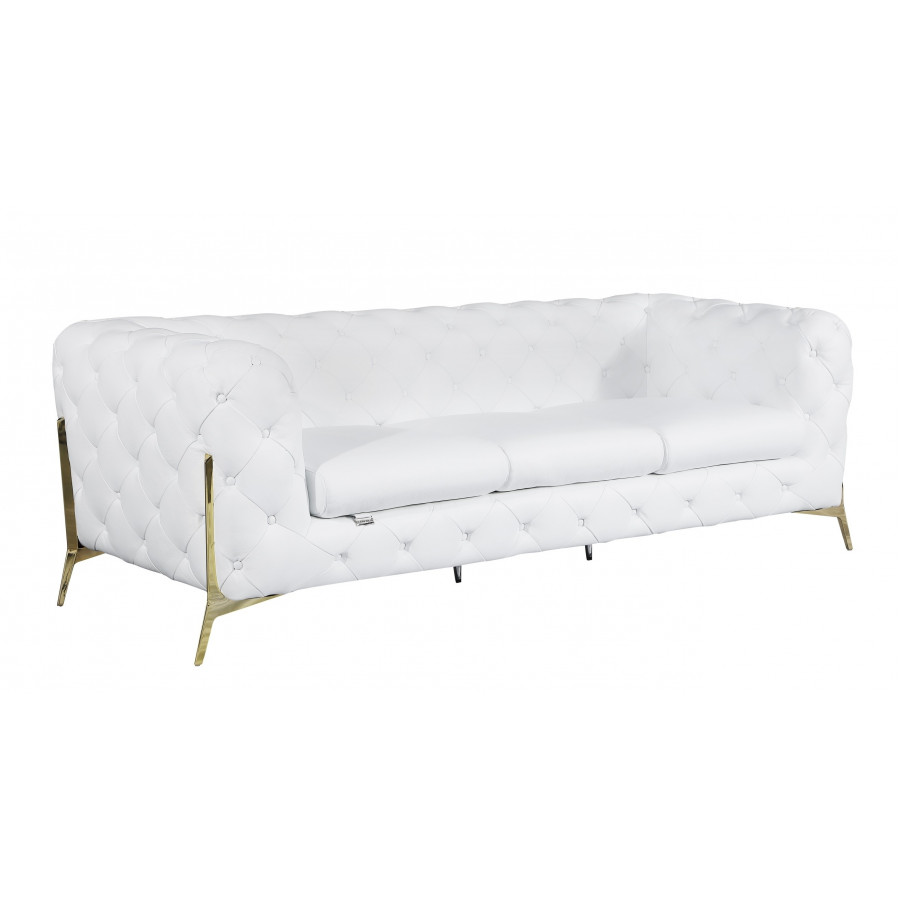 GUF 970 Sofa with 2 Chair Set - White, Genuine Leather
