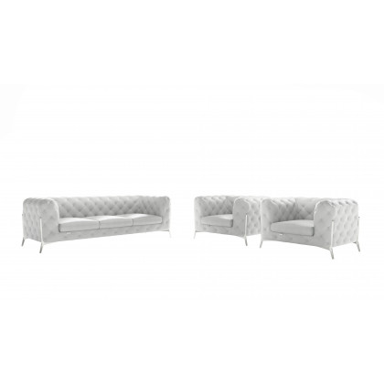 GUF 970 Sofa with 2 Chair Set - White, Genuine Leather