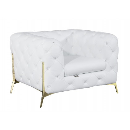 GUF 970 Sofa with 2 Chair Set - White, Genuine Leather