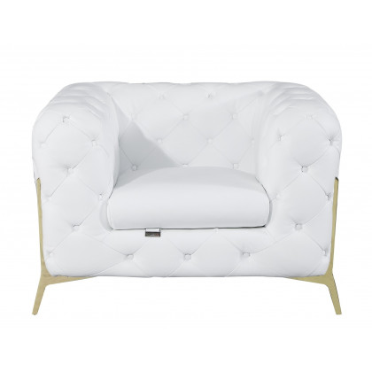 GUF 970 Sofa with 2 Chair Set - White, Genuine Leather