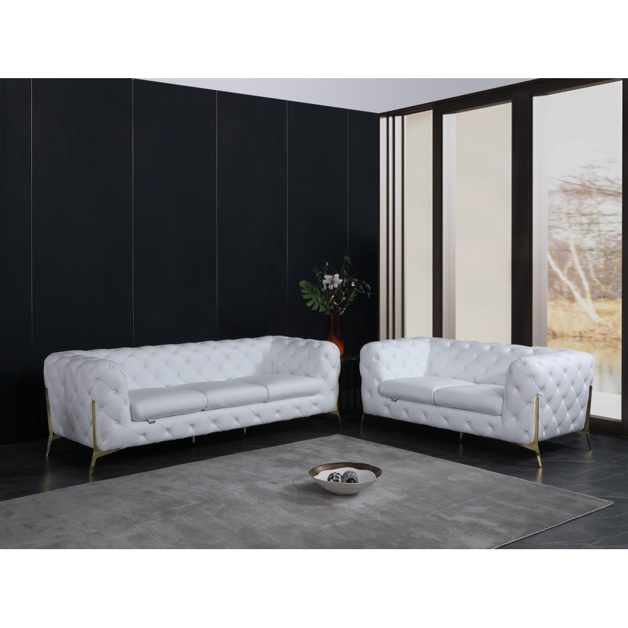 GUF 970 Sofa with Loveseat - White, Genuine Italian Leather