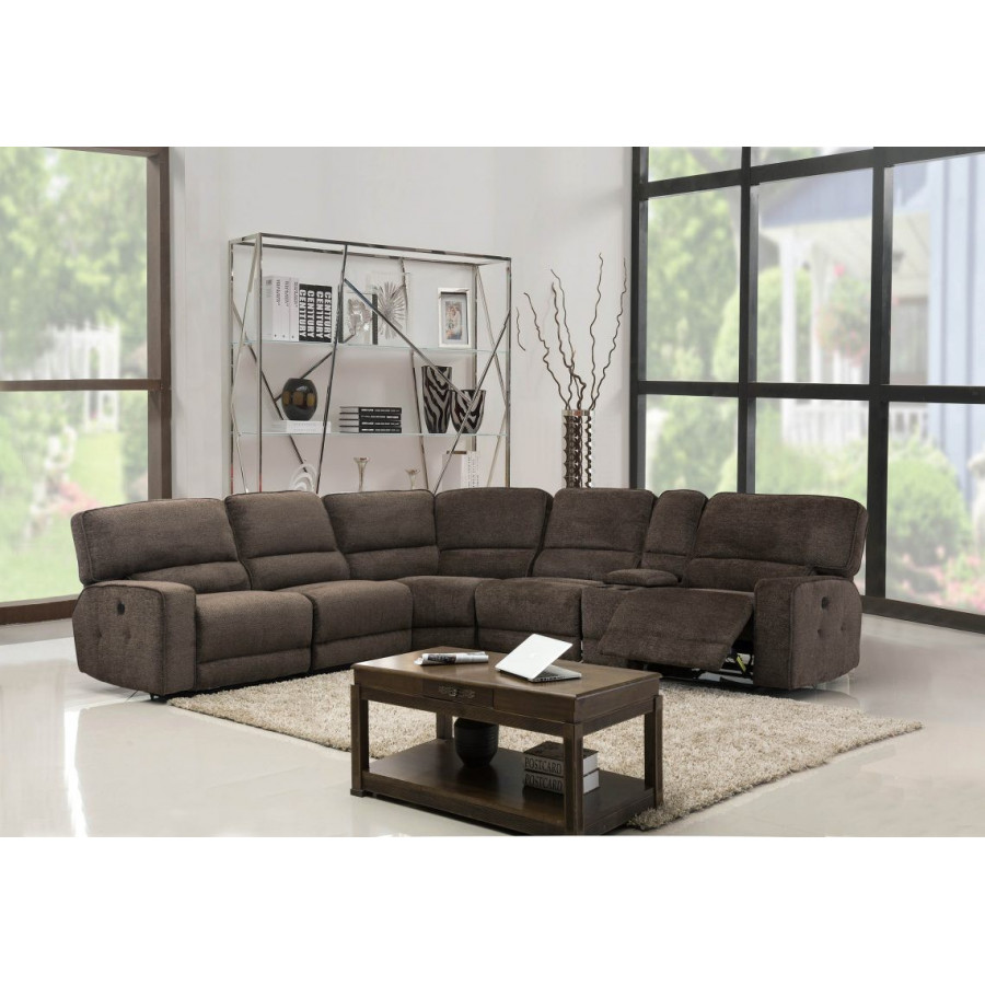 GUF - 9906 Sectional With Power Recliners in Brown, Chanille