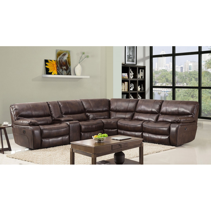 GUF - 9931 Sectional With Power Recliners in Dark Brown, Leather Air/Match