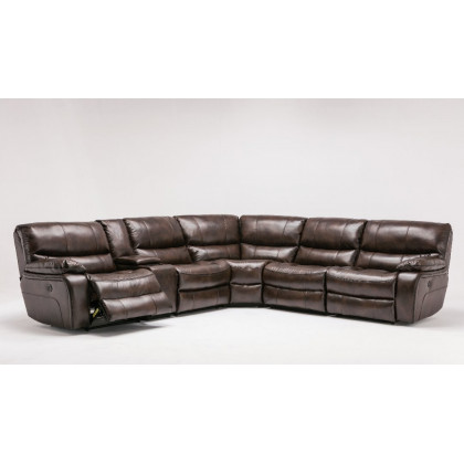 GUF - 9931 Sectional With Power Recliners in Dark Brown, Leather Air/Match